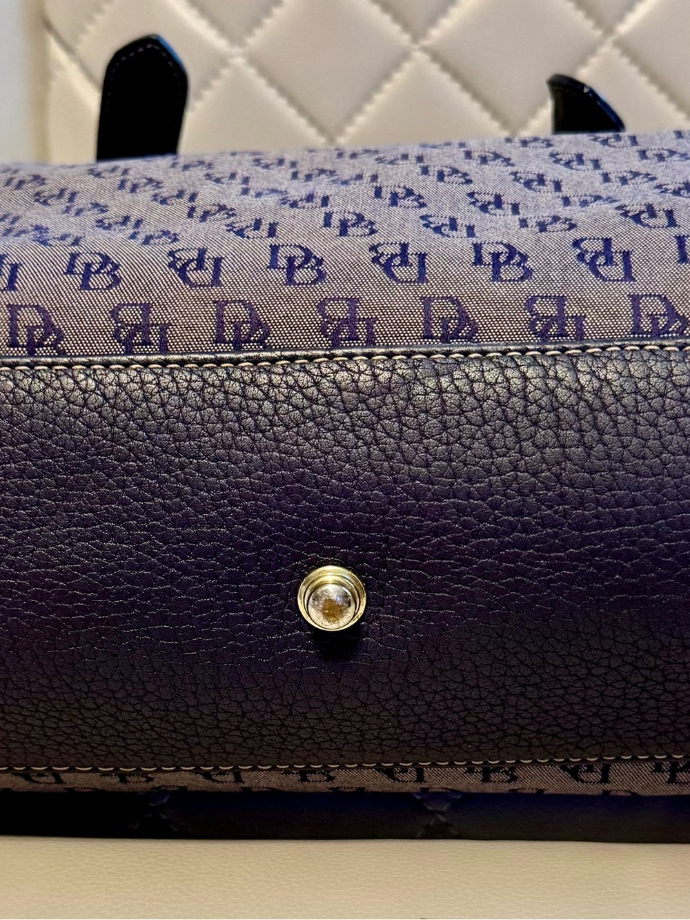 Dooney & Bourke Navy Blue Monogram Satchel - Picture 4 of 9